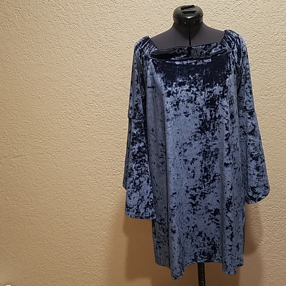 Crush velvet true destiny tunic bell sleeves dress